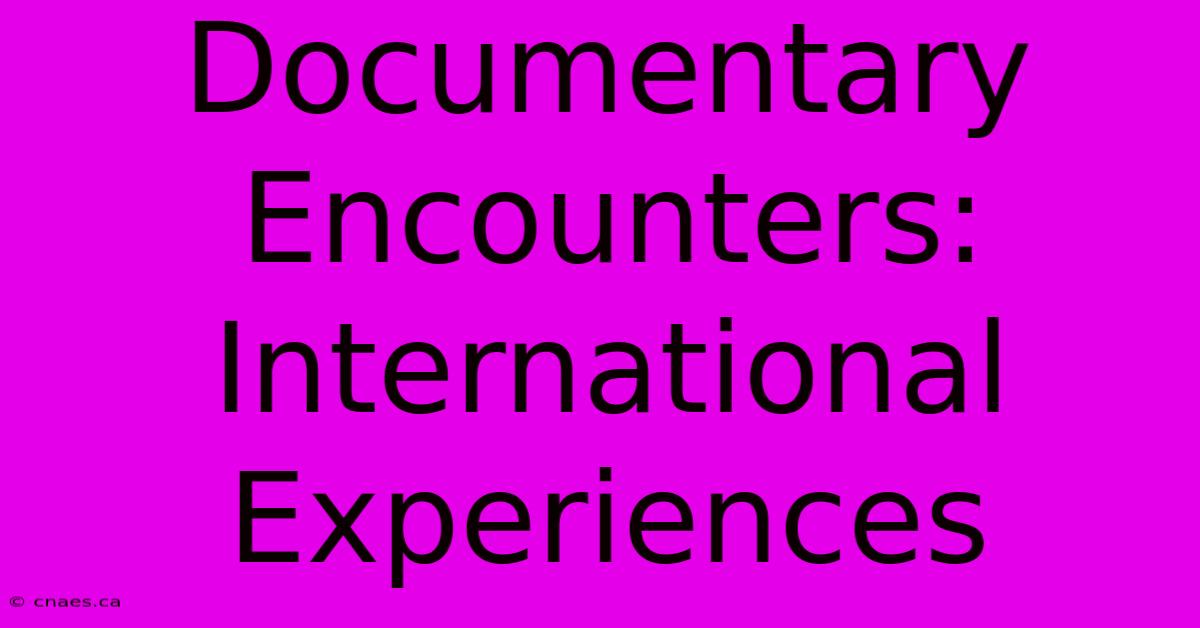 Documentary Encounters: International Experiences