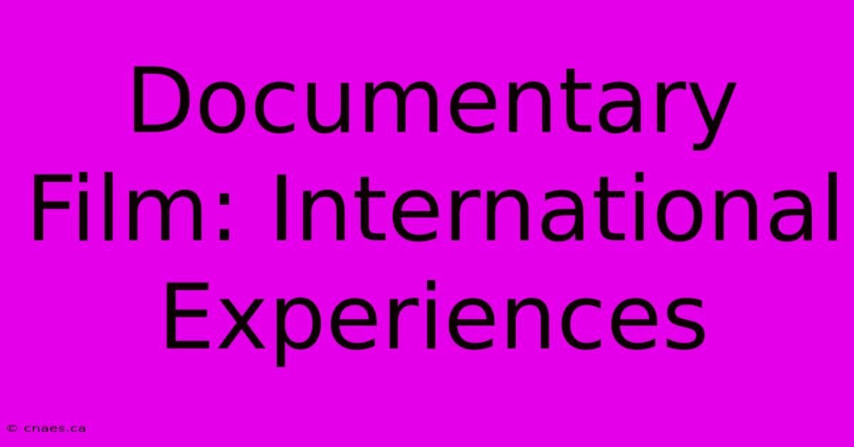 Documentary Film: International Experiences