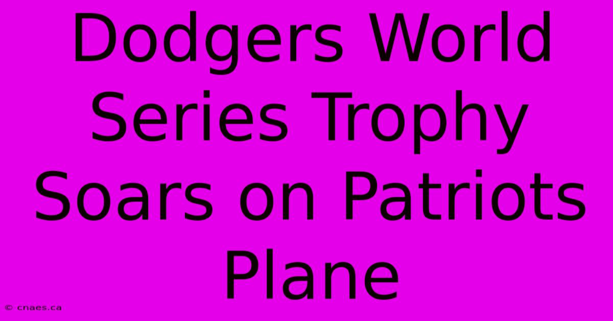 Dodgers World Series Trophy Soars On Patriots Plane