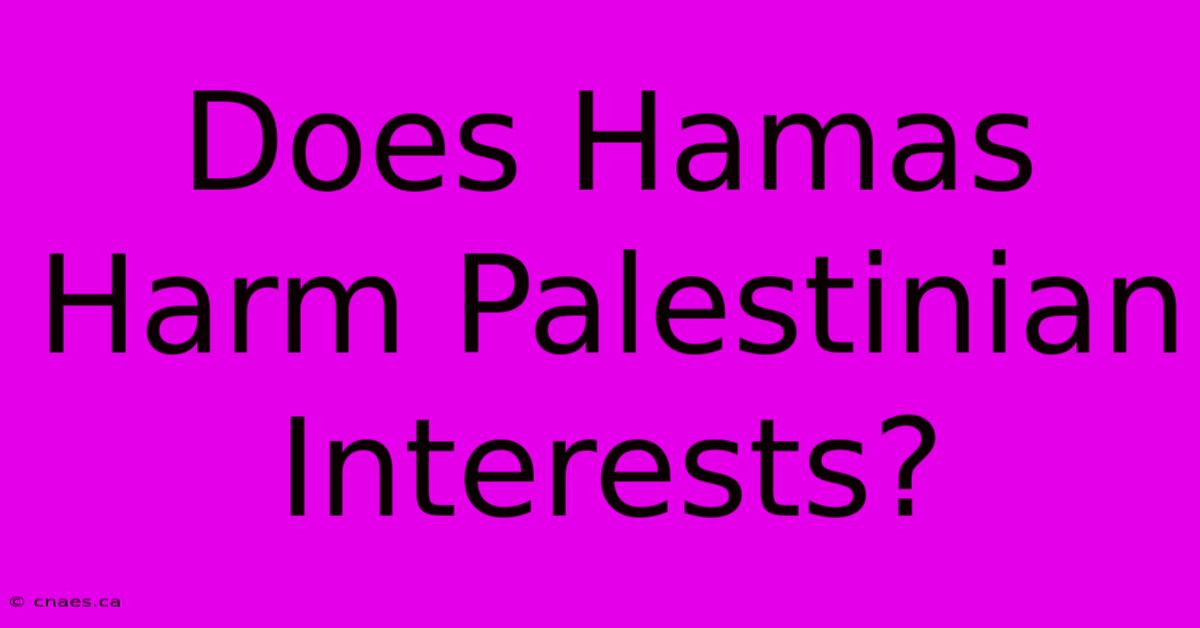 Does Hamas Harm Palestinian Interests?