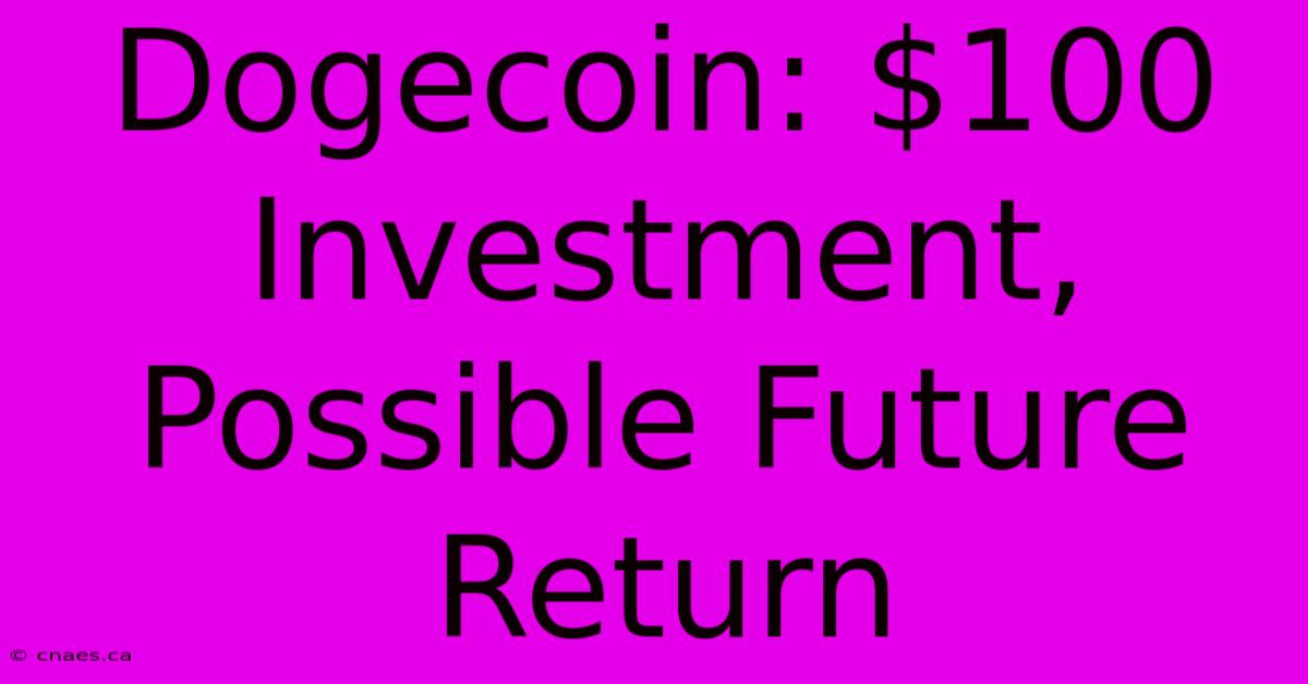 Dogecoin: $100 Investment, Possible Future Return