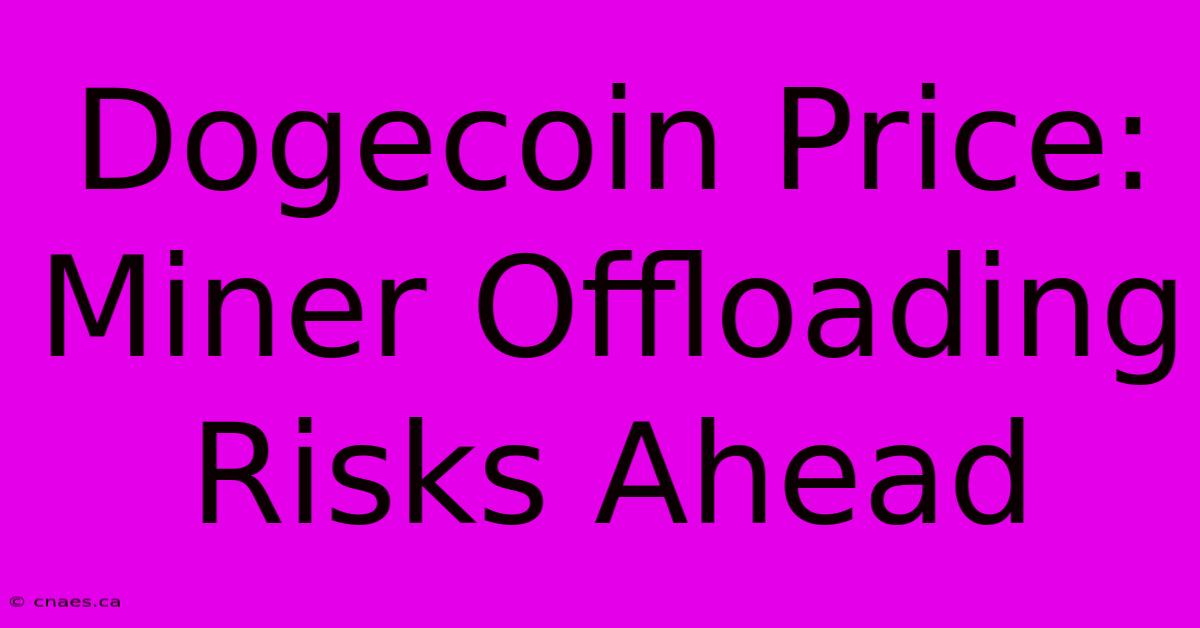 Dogecoin Price: Miner Offloading Risks Ahead 