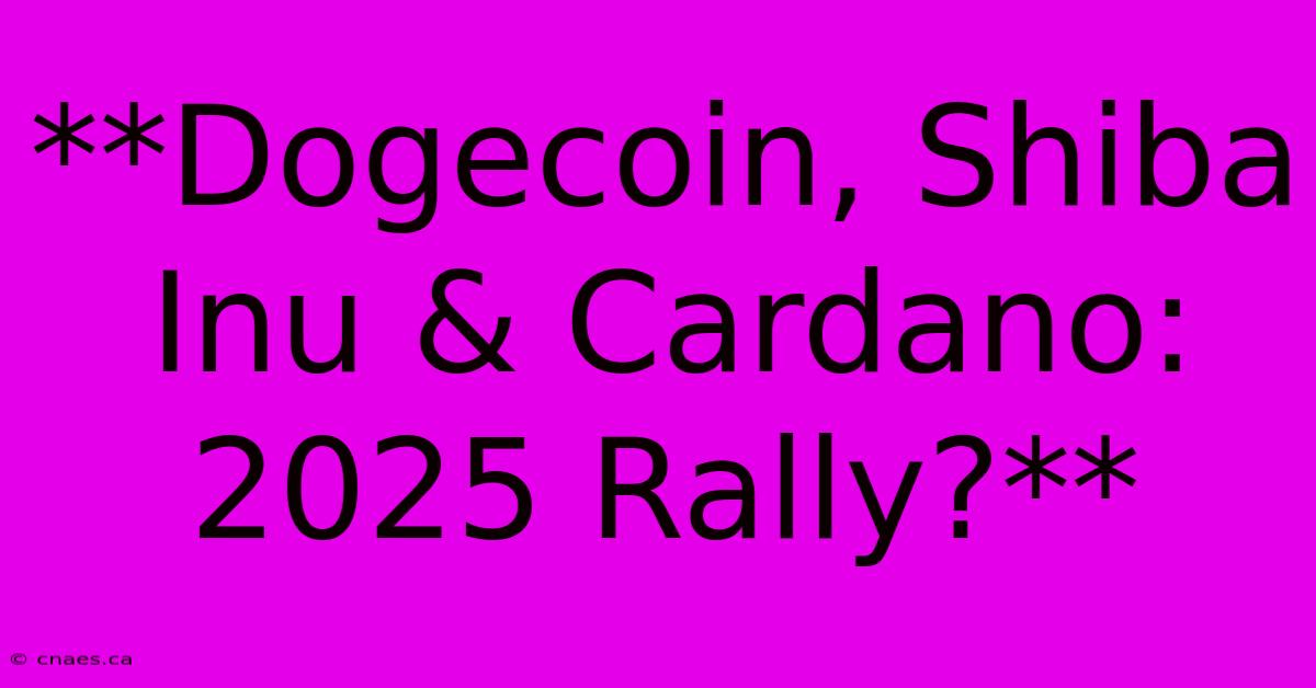 **Dogecoin, Shiba Inu & Cardano: 2025 Rally?**