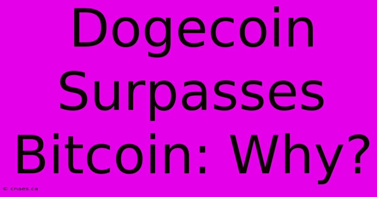 Dogecoin Surpasses Bitcoin: Why?