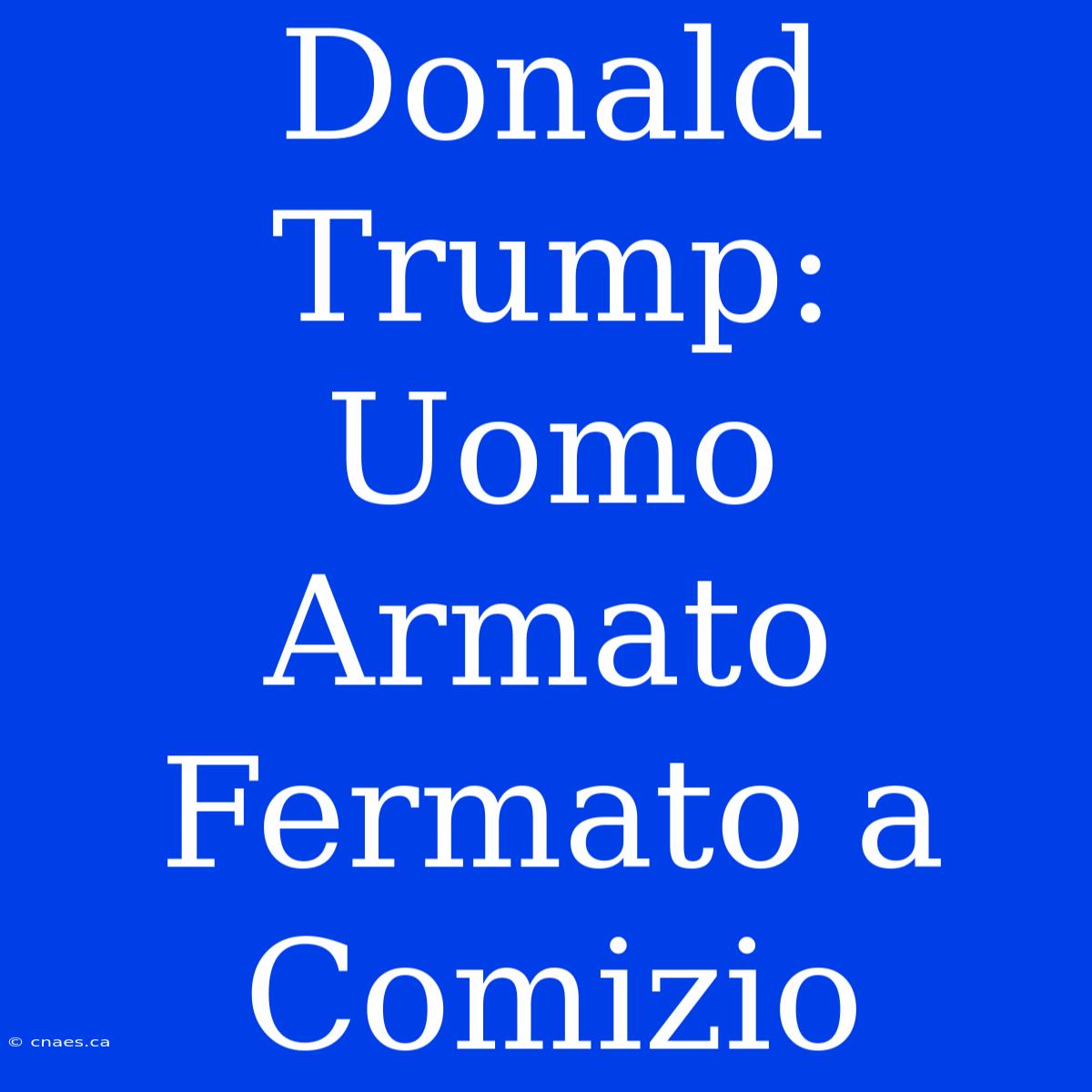 Donald Trump: Uomo Armato Fermato A Comizio