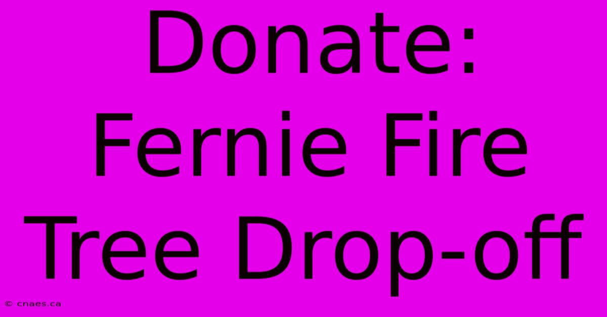 Donate: Fernie Fire Tree Drop-off