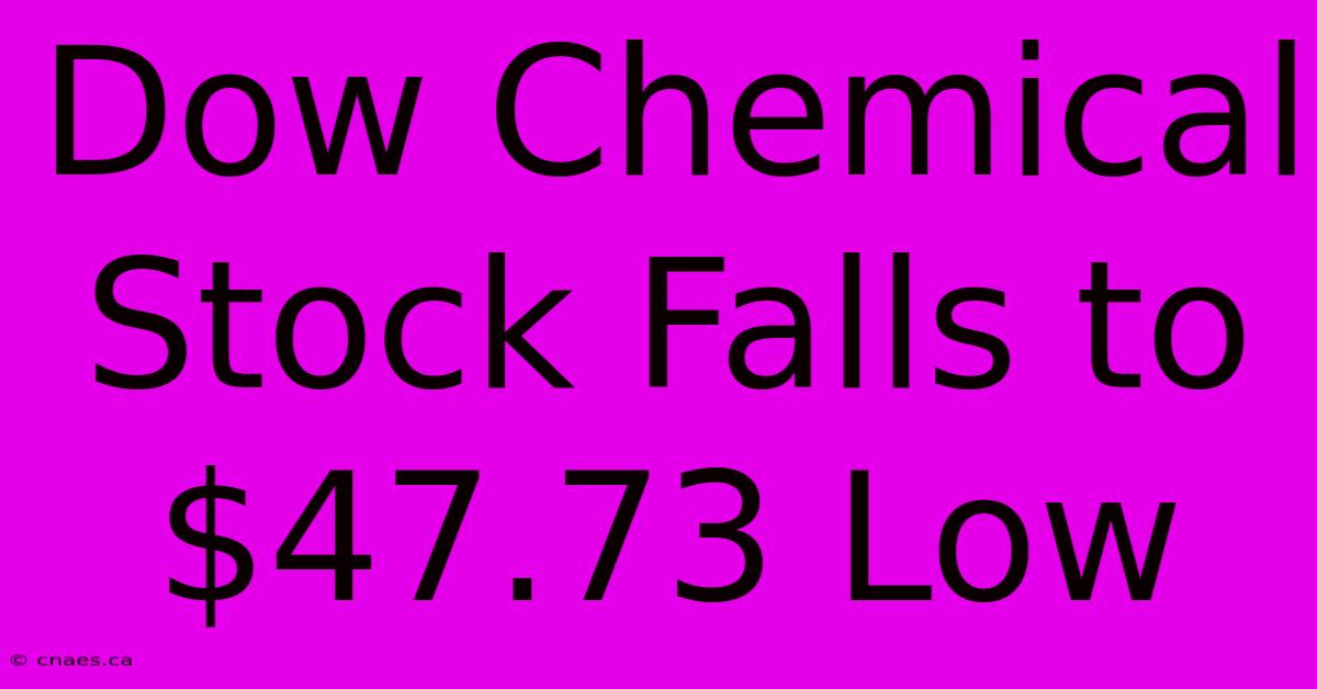 Dow Chemical Stock Falls To $47.73 Low