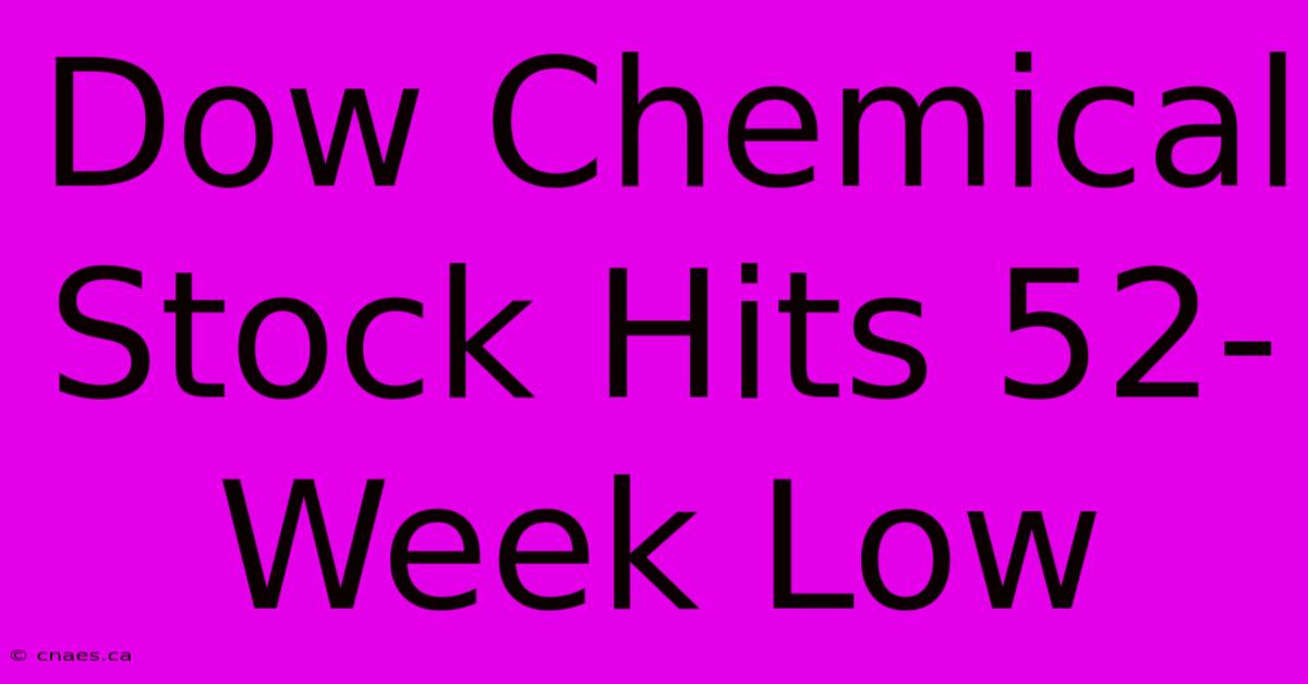 Dow Chemical Stock Hits 52-Week Low 