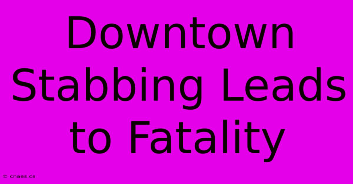 Downtown Stabbing Leads To Fatality