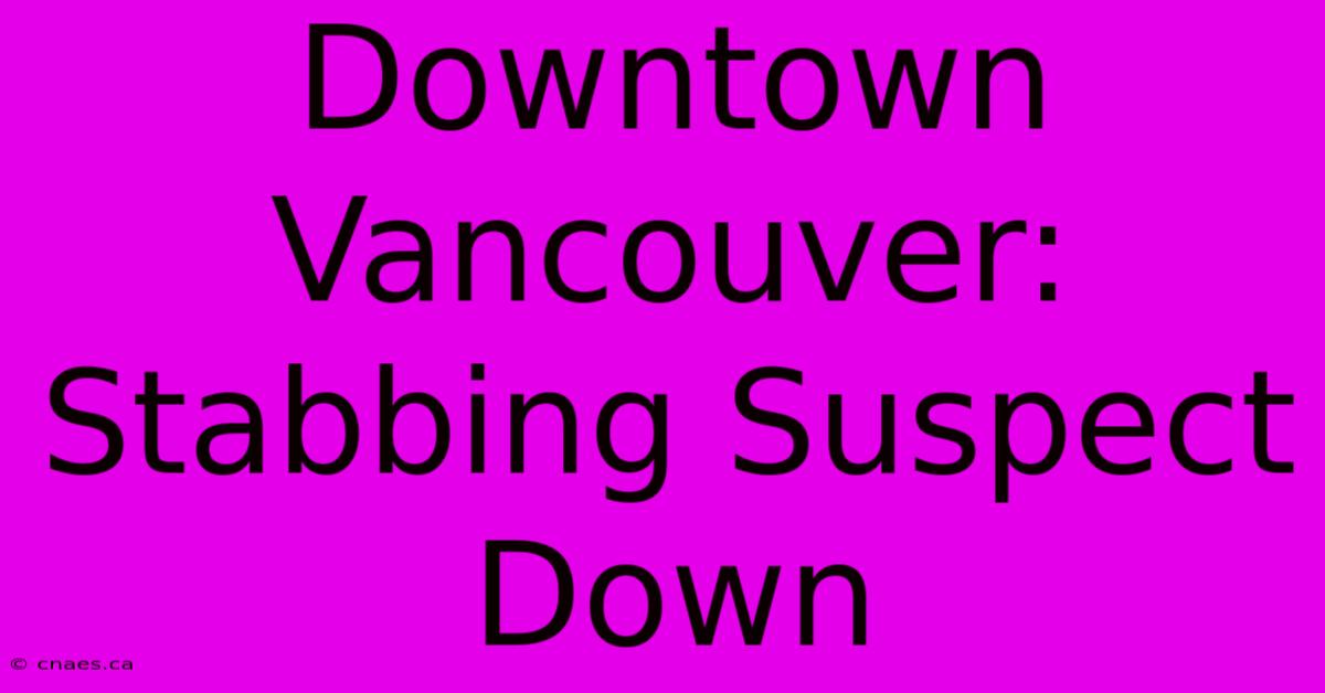 Downtown Vancouver: Stabbing Suspect Down