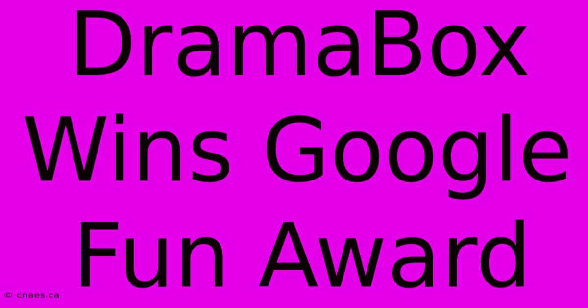 DramaBox Wins Google Fun Award