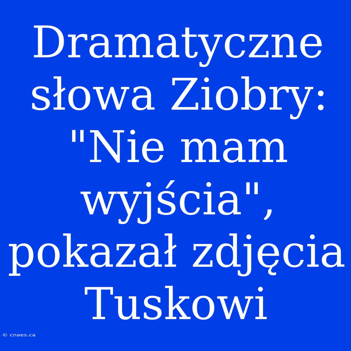 Dramatyczne Słowa Ziobry: 