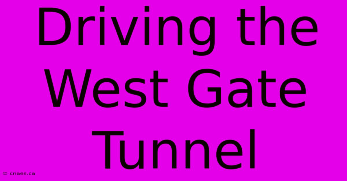 Driving The West Gate Tunnel