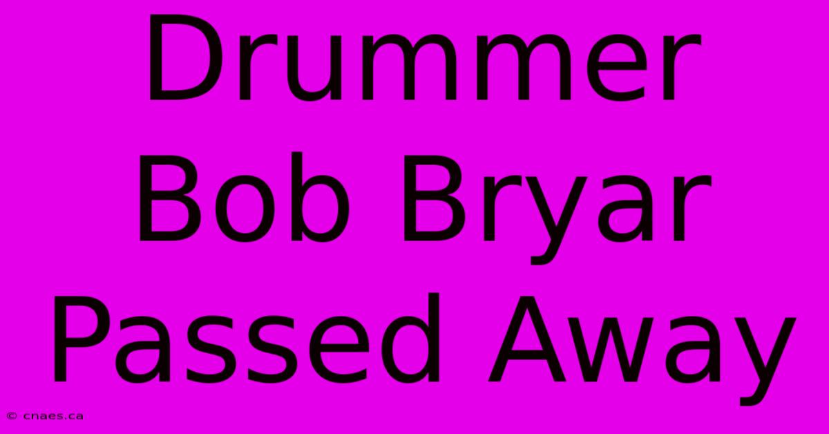 Drummer Bob Bryar Passed Away