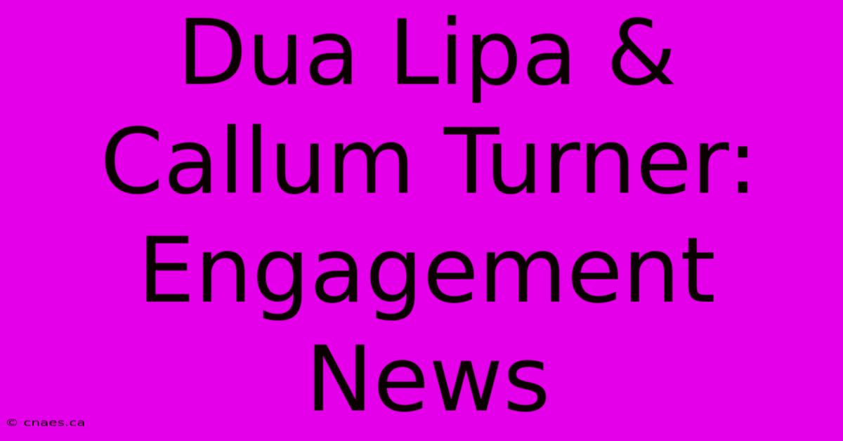 Dua Lipa & Callum Turner: Engagement News