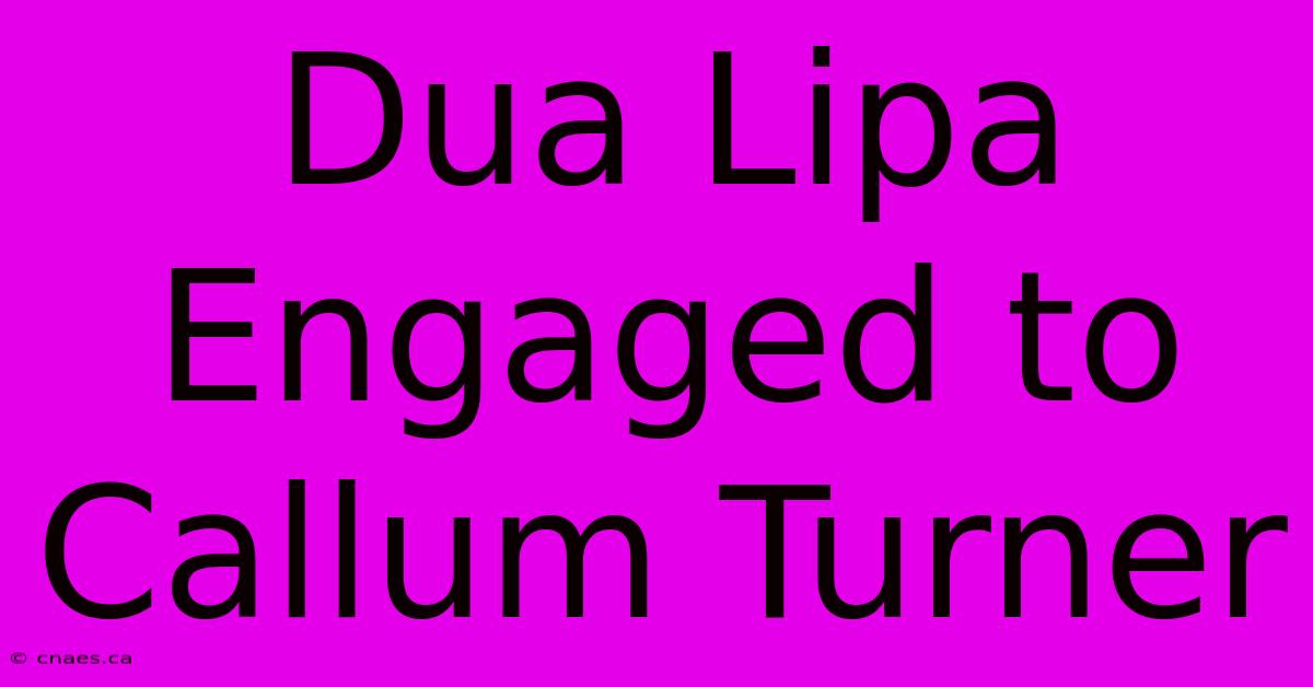 Dua Lipa Engaged To Callum Turner