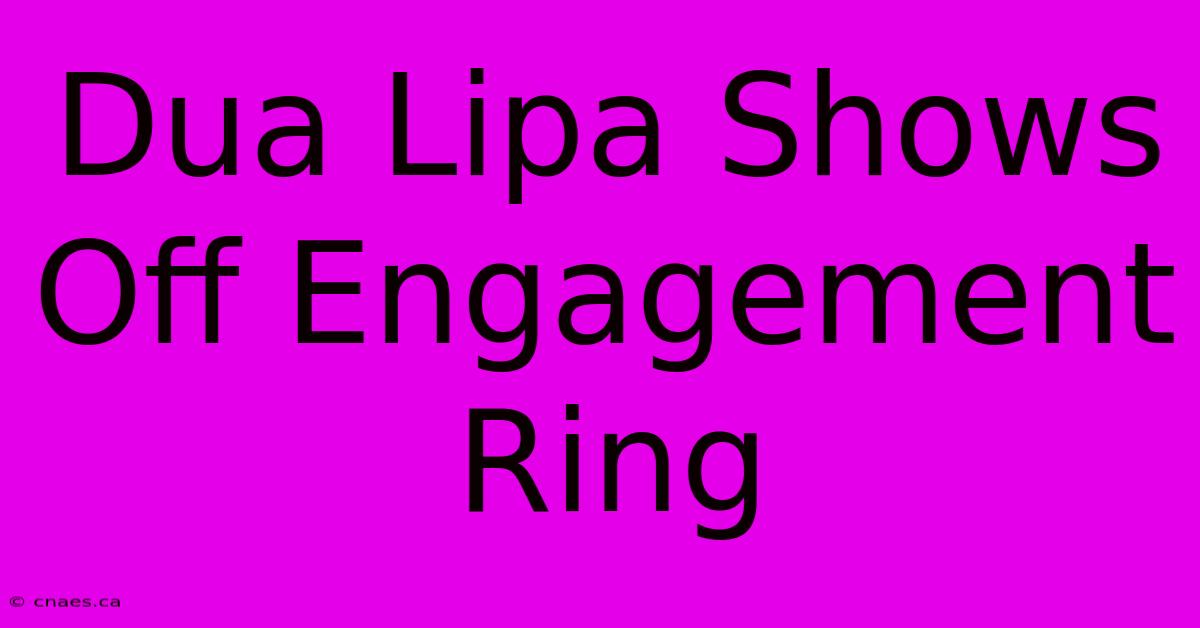 Dua Lipa Shows Off Engagement Ring