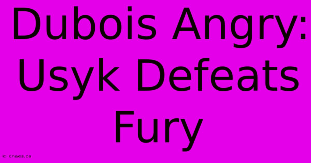 Dubois Angry: Usyk Defeats Fury