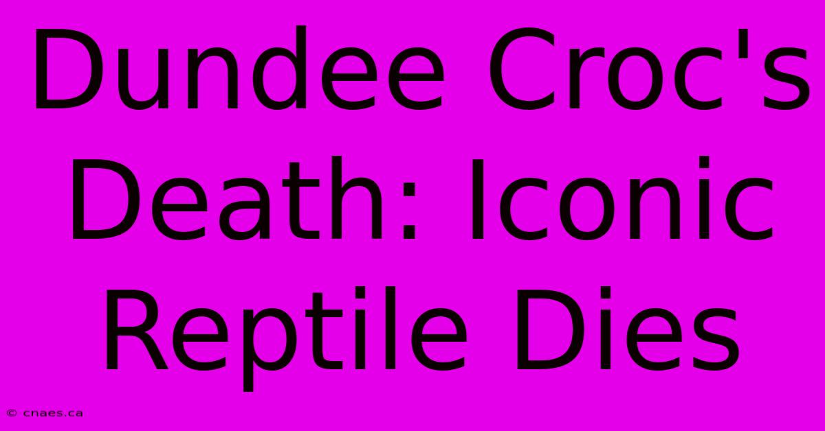 Dundee Croc's Death: Iconic Reptile Dies