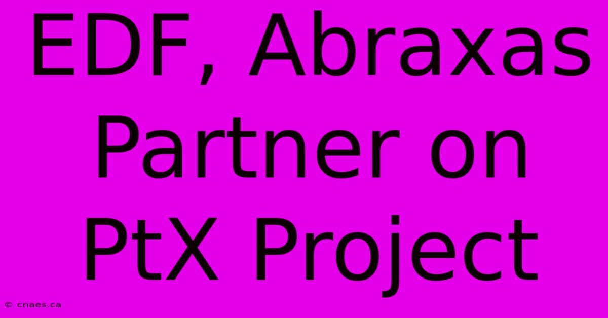 EDF, Abraxas Partner On PtX Project