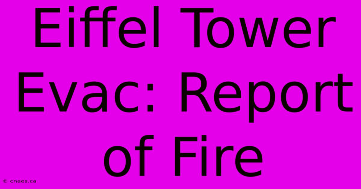 Eiffel Tower Evac: Report Of Fire