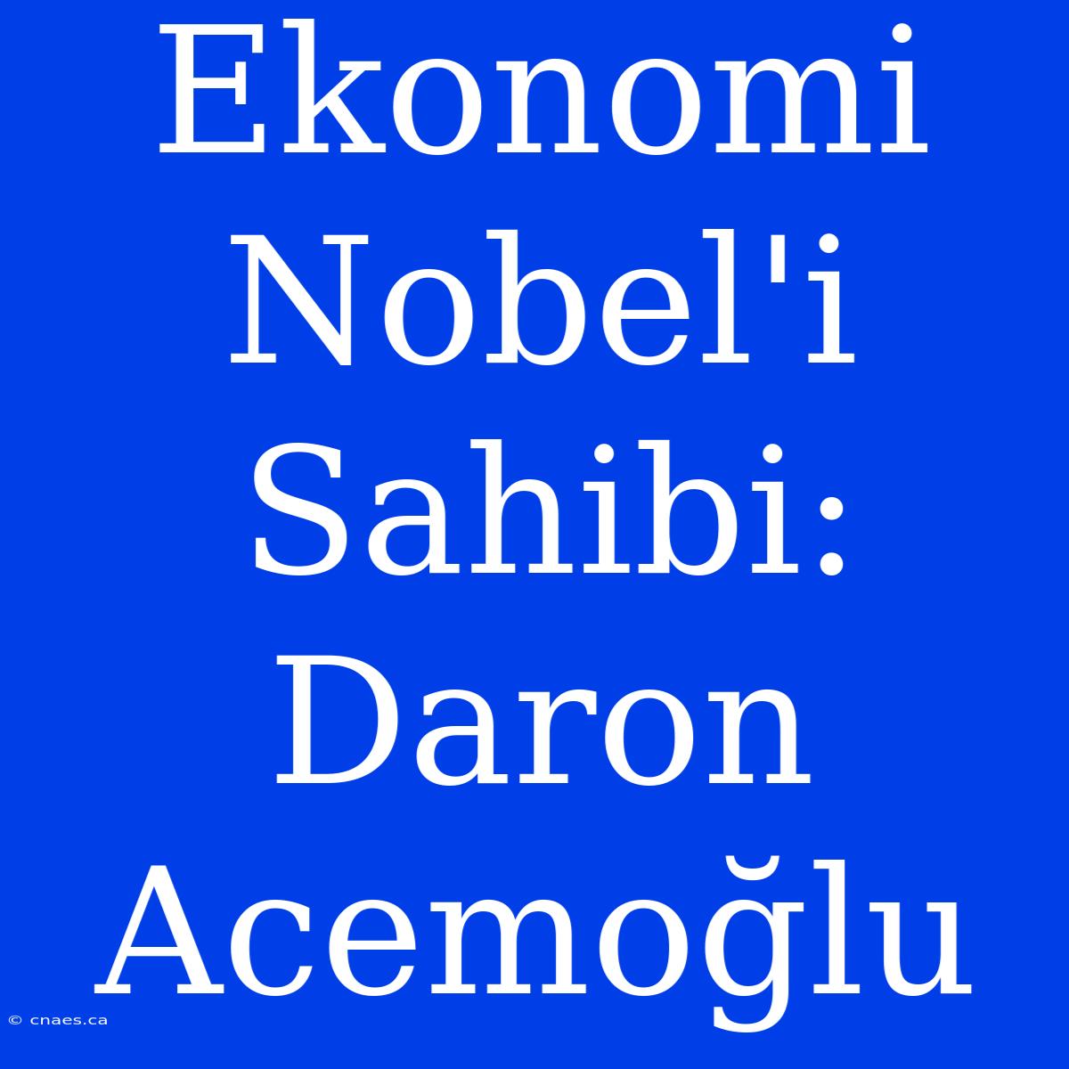 Ekonomi Nobel'i Sahibi: Daron Acemoğlu