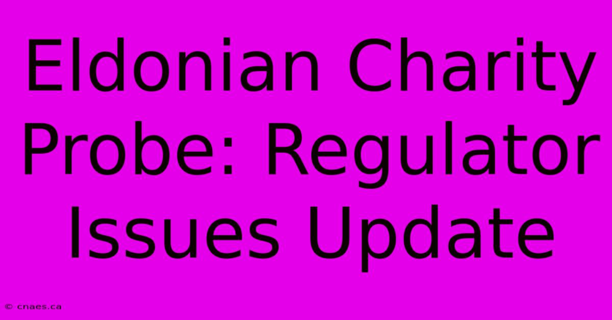 Eldonian Charity Probe: Regulator Issues Update