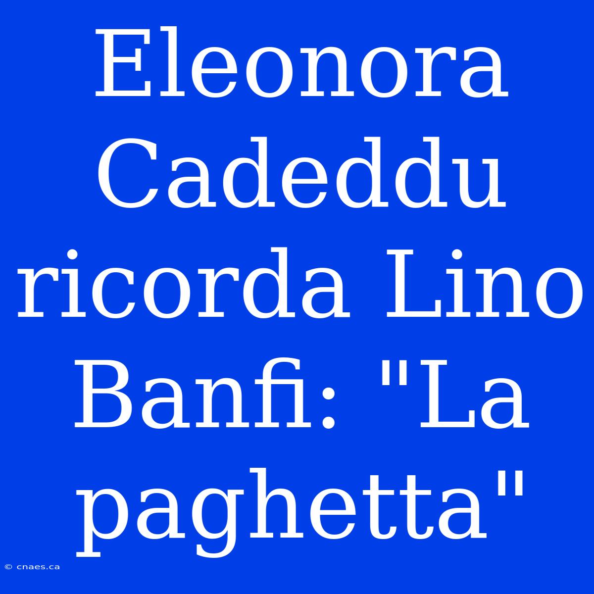 Eleonora Cadeddu Ricorda Lino Banfi: 