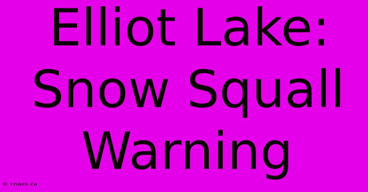 Elliot Lake: Snow Squall Warning