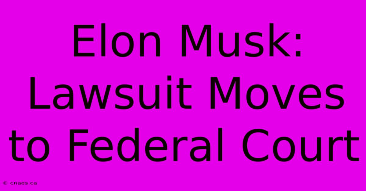 Elon Musk: Lawsuit Moves To Federal Court