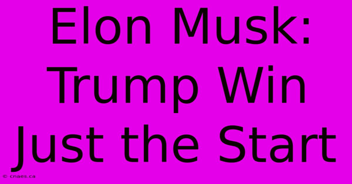 Elon Musk: Trump Win Just The Start