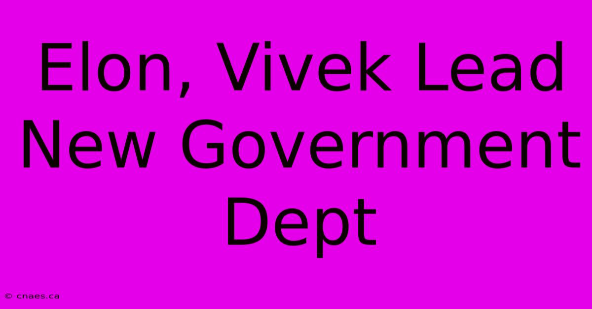 Elon, Vivek Lead New Government Dept 