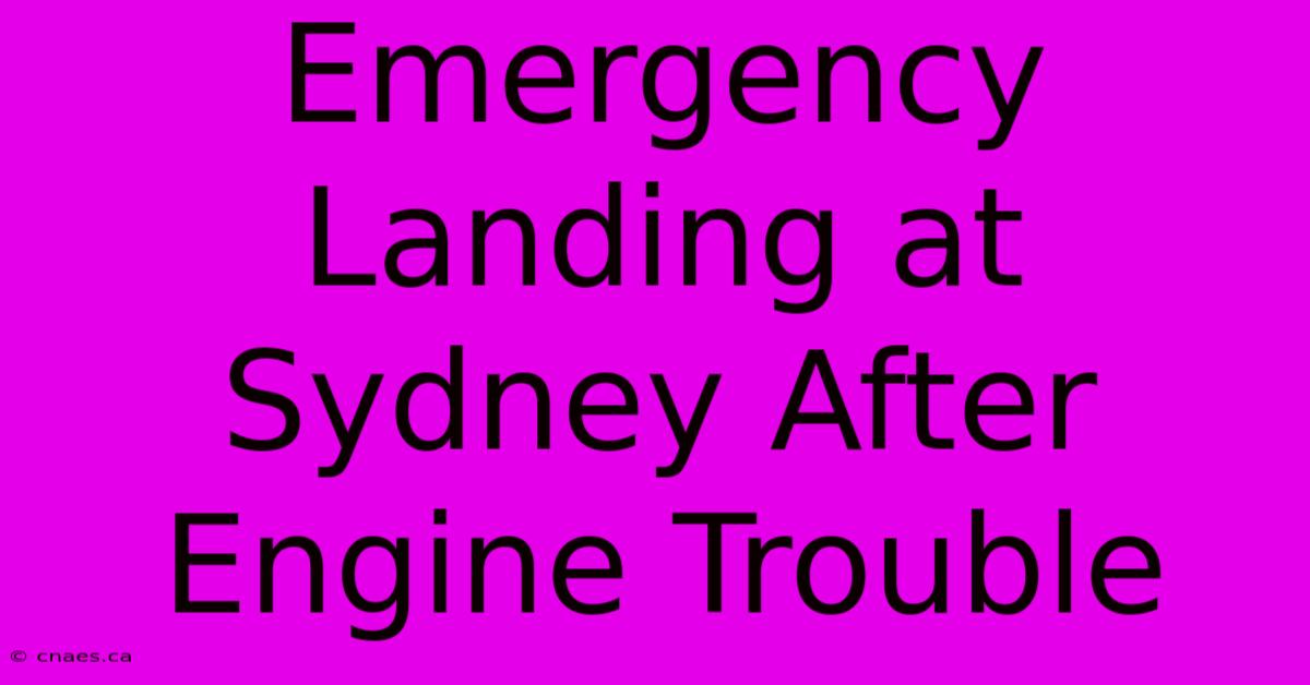 Emergency Landing At Sydney After Engine Trouble