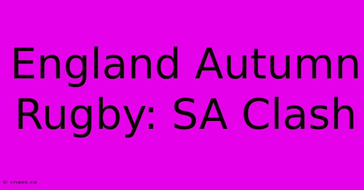 England Autumn Rugby: SA Clash