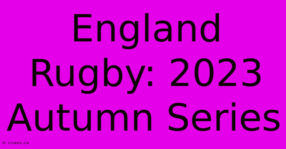 England Rugby: 2023 Autumn Series