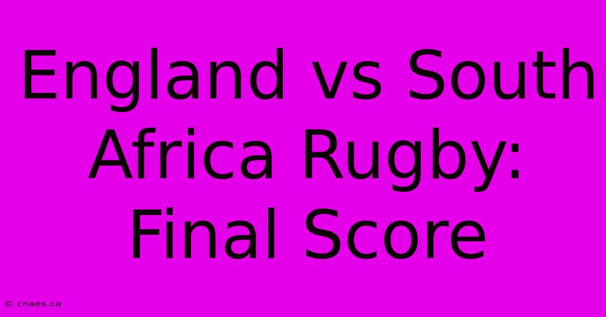 England Vs South Africa Rugby Final Score