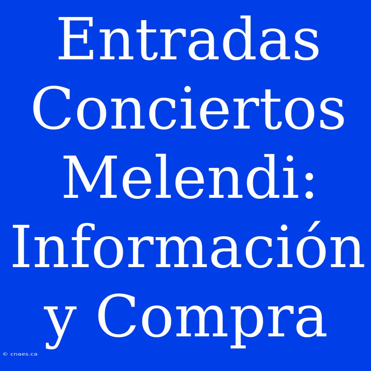 Entradas Conciertos Melendi: Información Y Compra