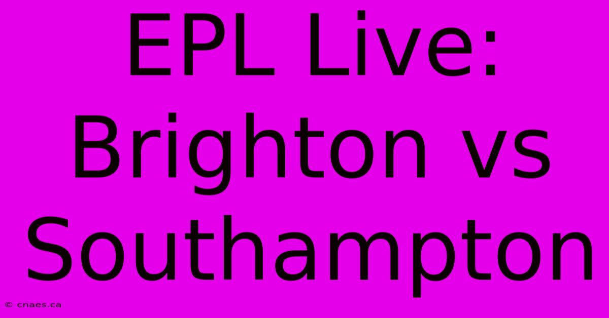 EPL Live: Brighton Vs Southampton