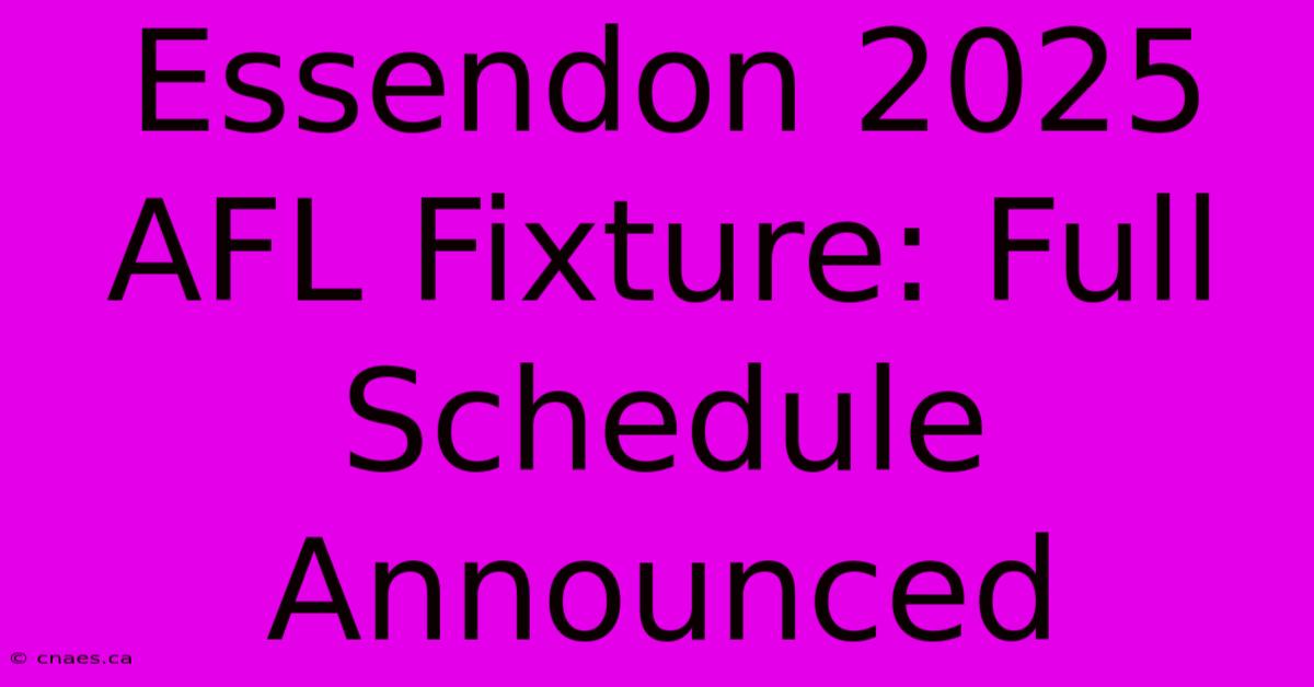 Essendon 2025 AFL Fixture: Full Schedule Announced