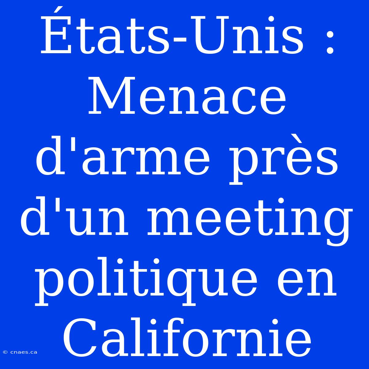 États-Unis : Menace D'arme Près D'un Meeting Politique En Californie