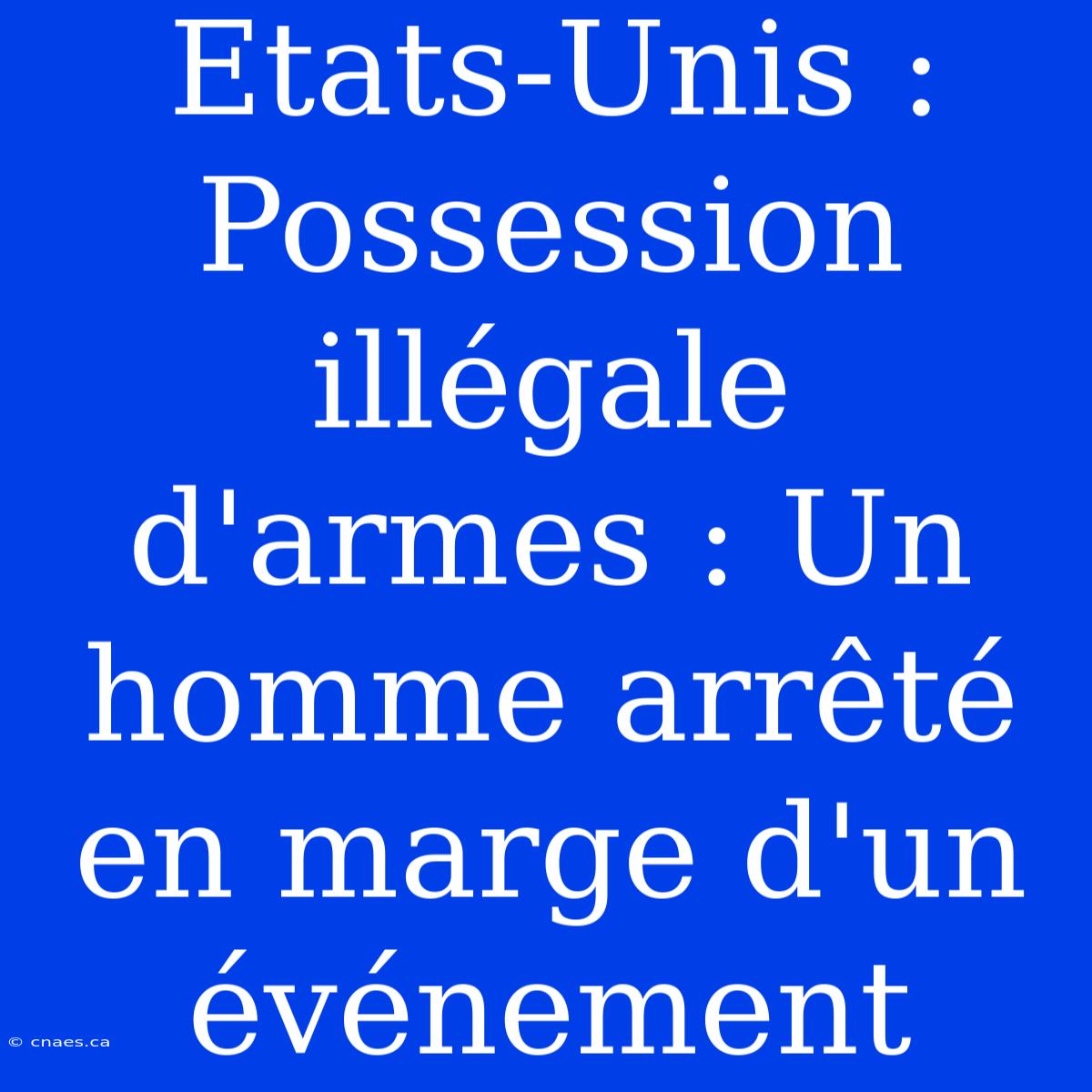 Etats-Unis : Possession Illégale D'armes : Un Homme Arrêté En Marge D'un Événement