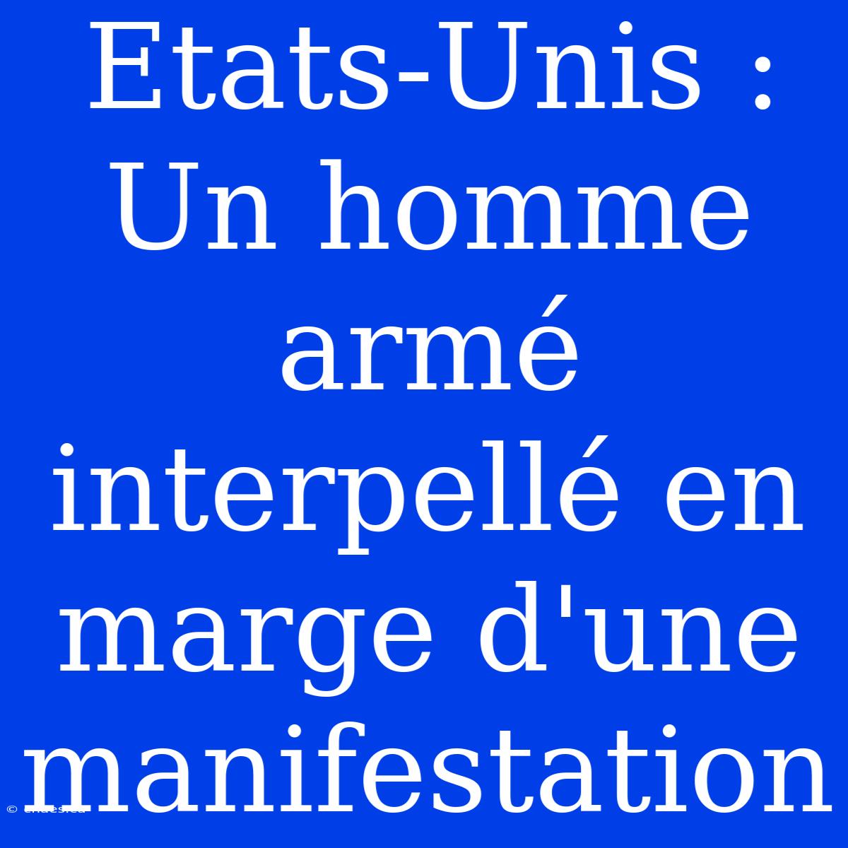 Etats-Unis : Un Homme Armé Interpellé En Marge D'une Manifestation