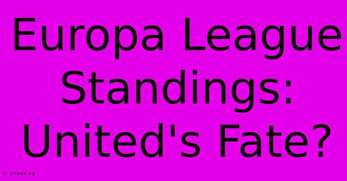 Europa League Standings: United's Fate?