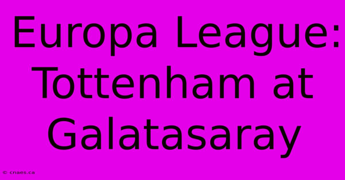 Europa League: Tottenham At Galatasaray