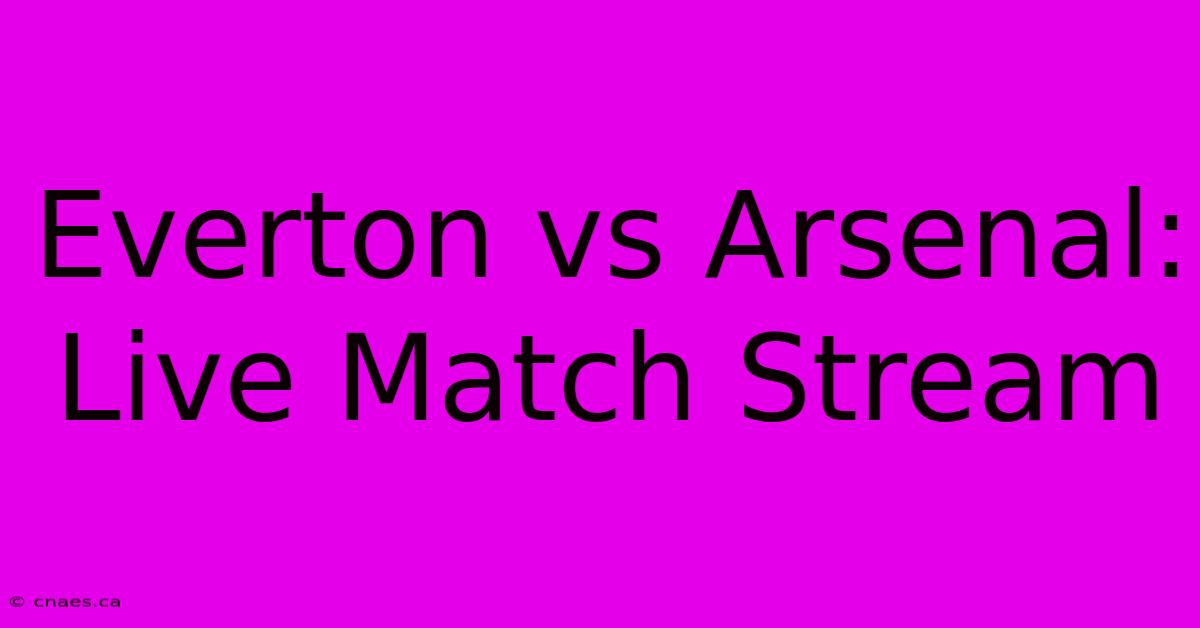 Everton Vs Arsenal: Live Match Stream