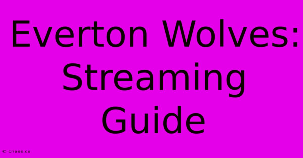 Everton Wolves: Streaming Guide