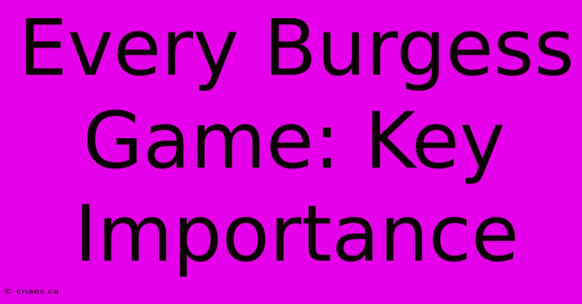 Every Burgess Game: Key Importance