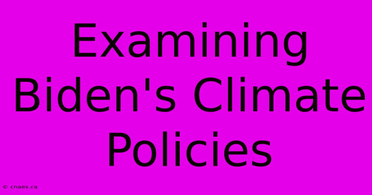 Examining Biden's Climate Policies