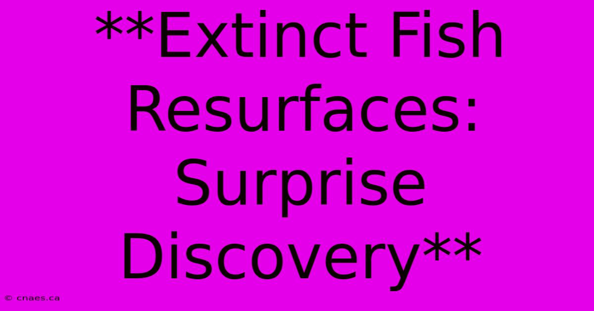 **Extinct Fish Resurfaces: Surprise Discovery**