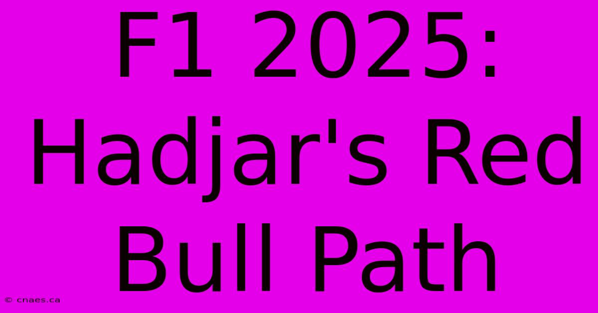 F1 2025: Hadjar's Red Bull Path